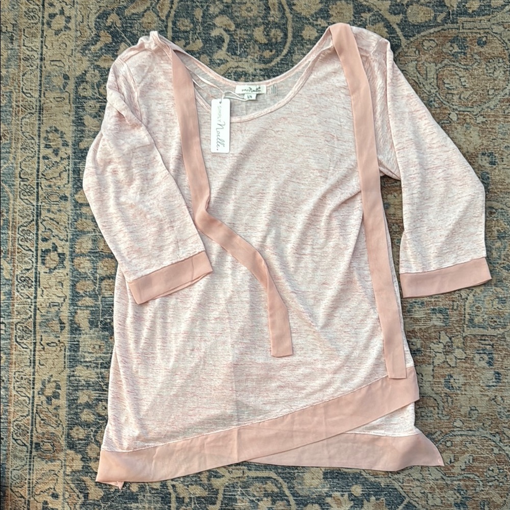 Simply Noelle Light Pink Top with Ribbon Accent